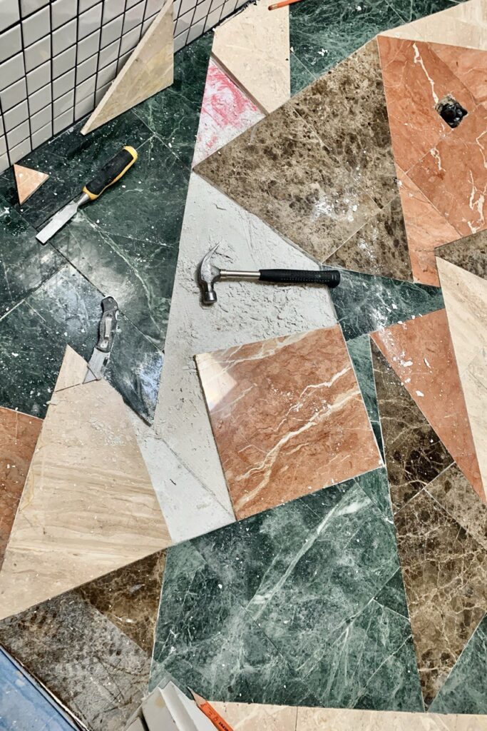 creative floor tile for a bathroom remodel seattle project. Very unique and custom design