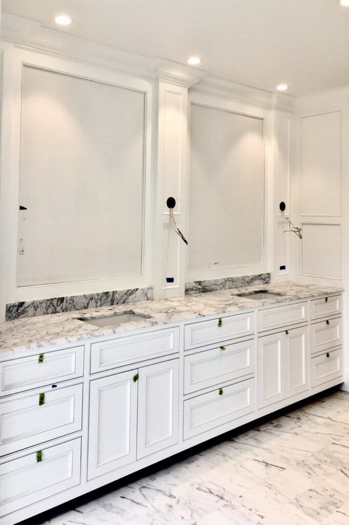 Work in process for a bathroom remodel seattle project. Modern look and clear design