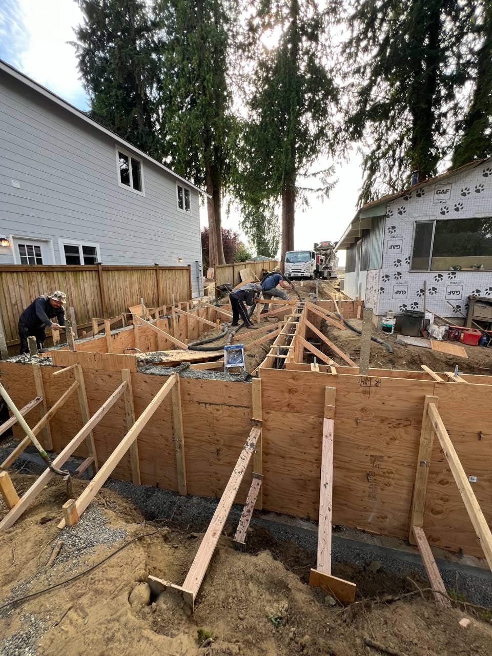 ADU foundation concrete pour by Artbrick in Snohomish County