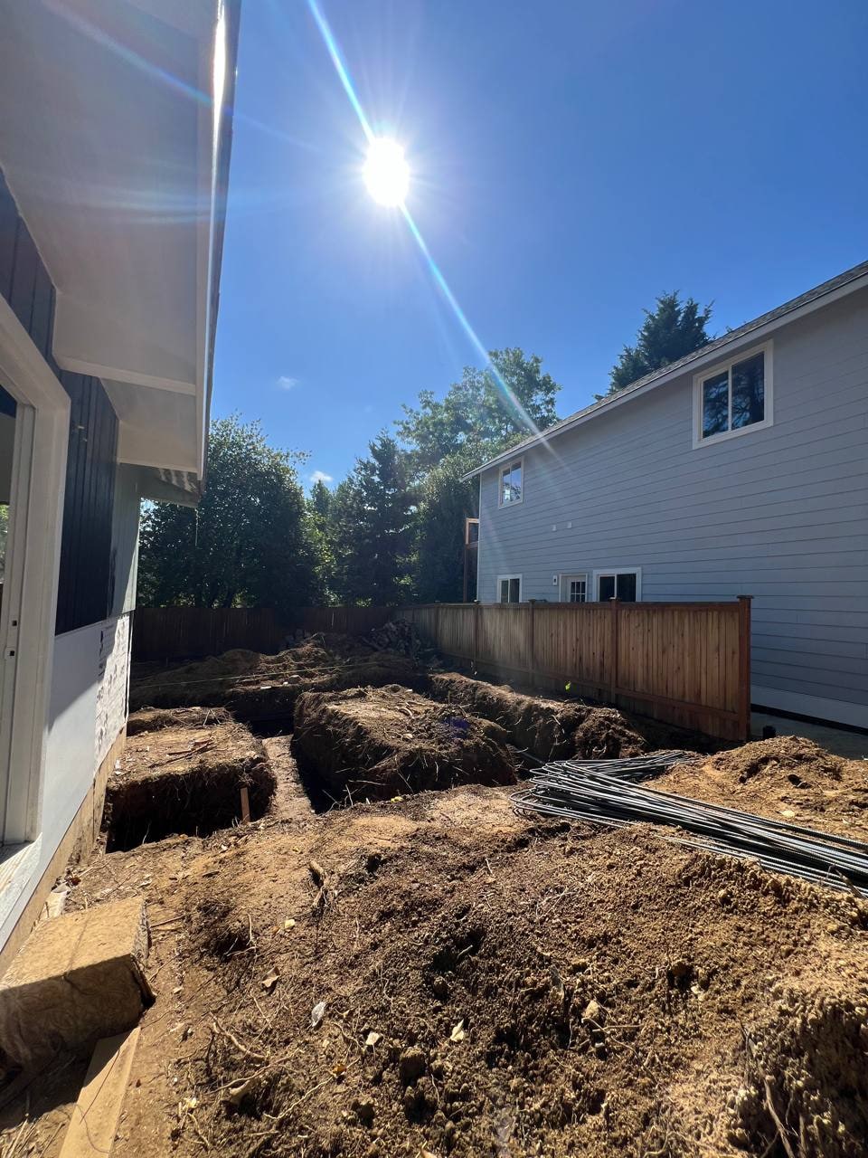 ADU foundation trenches with rebar by Artbrick in Snohomish County