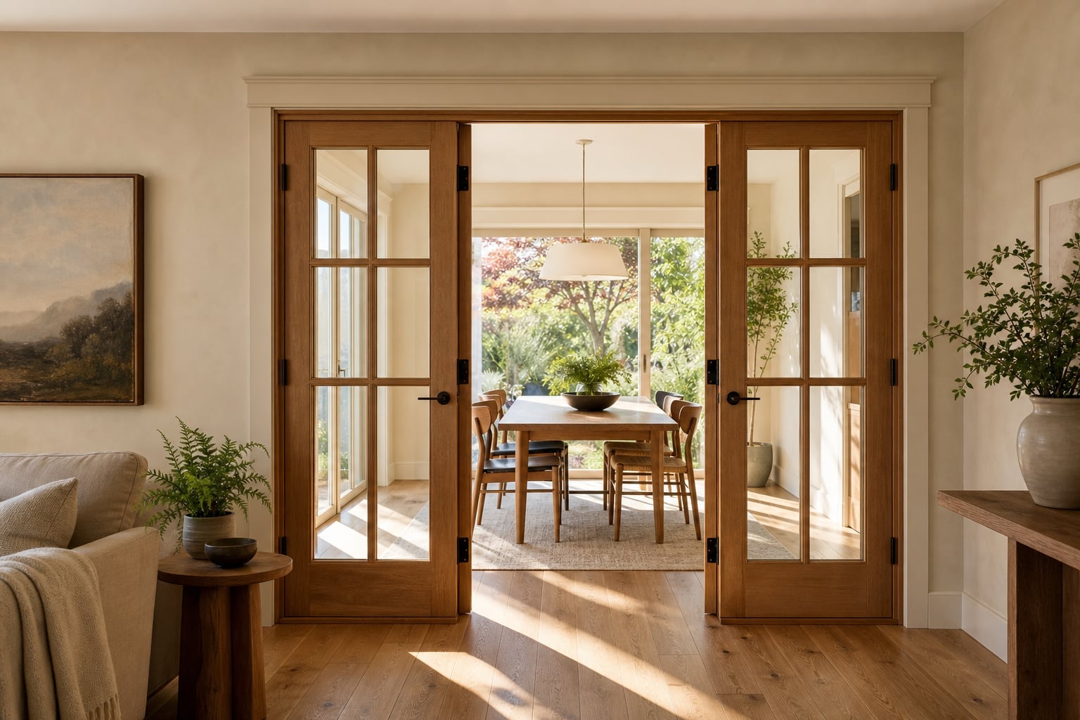 Custom interior French doors and millwork build-out by Artbrick in Snohomish County