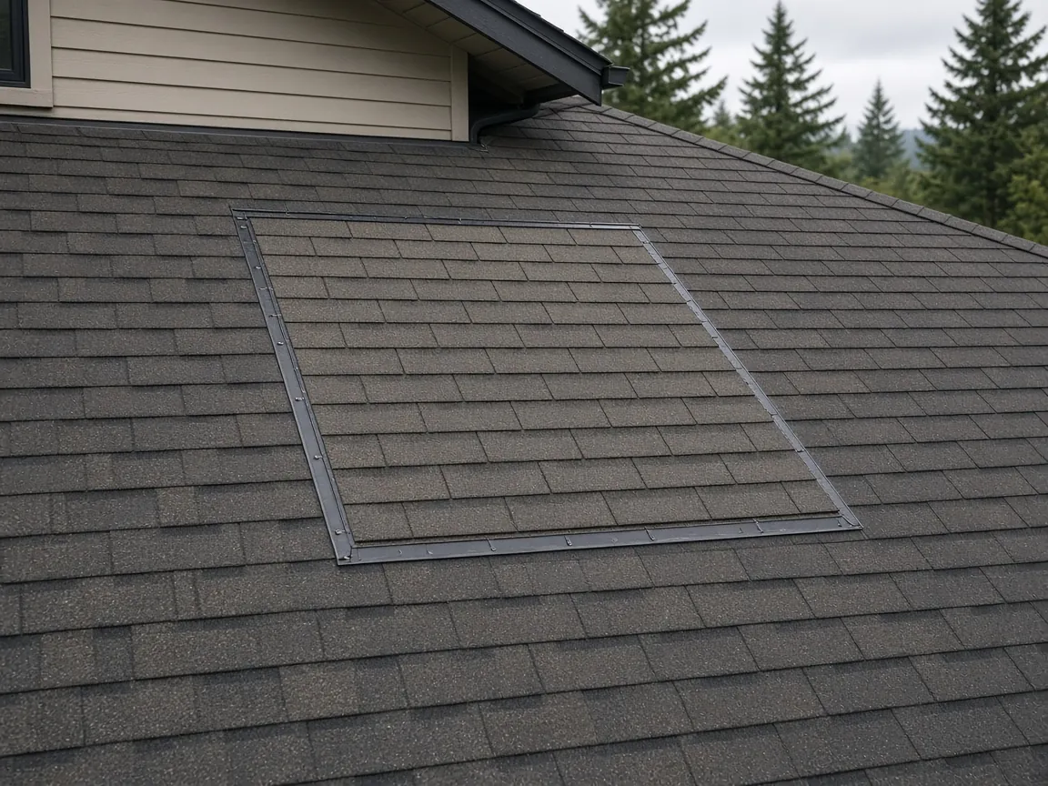 Roof patched after above-roof chimney removal