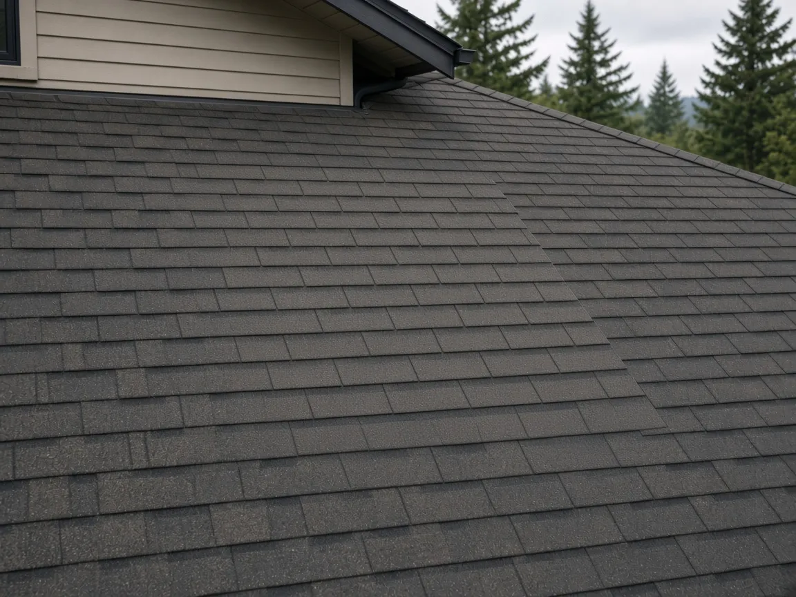 Blended shingle patch where chimney was removed