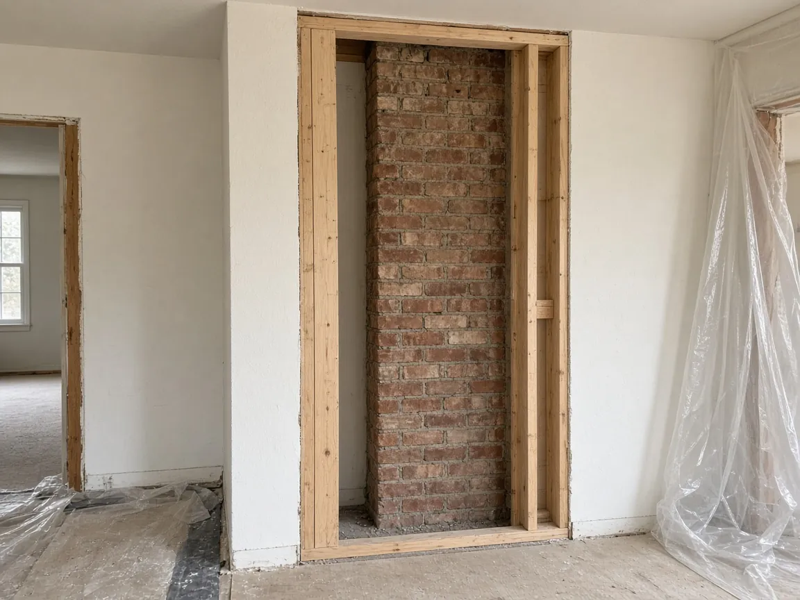 Interior chimney stack removal through framed floors